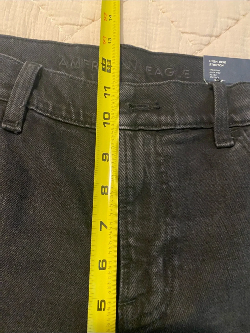American Eagle Outfitters Black Straight-Leg Jeans high-rise stretch Long
